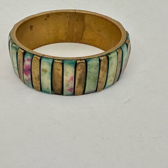 Brass inlay bangle bracelet - Picture 4 of 7